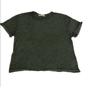 Free People  Green Knit Crew Neck Top Womens Size M